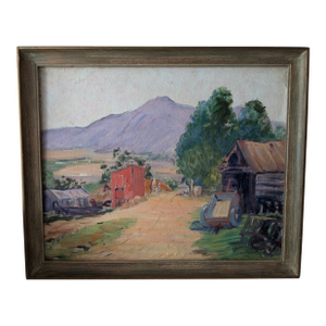 Vintage Beverly Gilbert Bucolic Country Lanscape Painting on Board