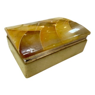 Vintage Italian Honey Marble and Brass Decorative Box For Sale