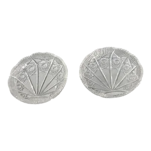 Vintage Pair of American Brilliant Hand Cut Glass Scalloped Edge Dessert Dishes