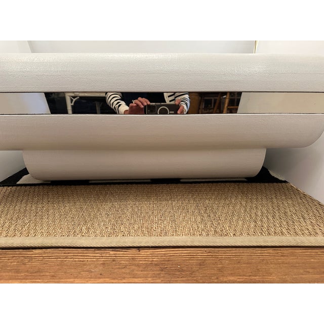 Vintage White Painted Lacquered Linen Wrapped Coffee Table For Sale - Image 10 of 12