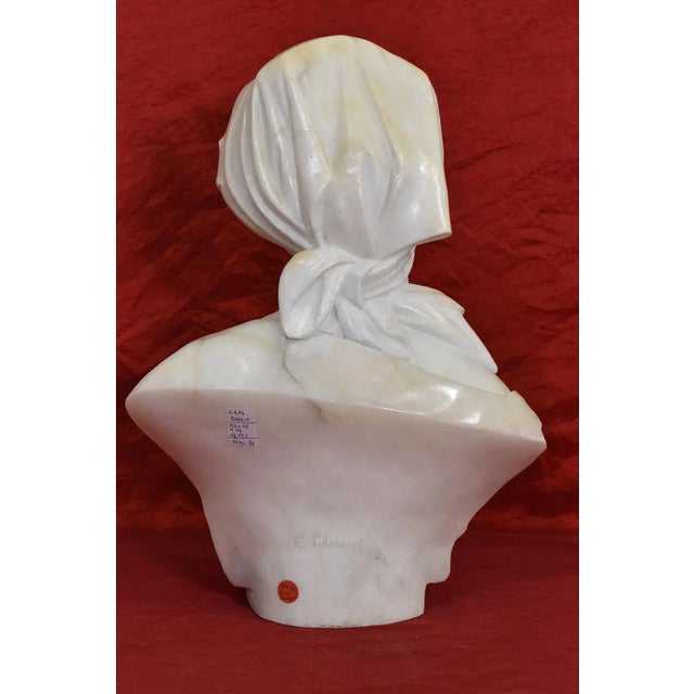 Beige Chotard, Bust of Woman, 19th Century, Alabaster For Sale - Image 8 of 10
