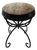 Vintage Wrought Iron Vanity Stool With Leopard Upholstery For Sale