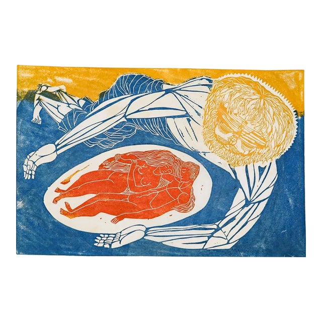 1960s Thomas Elsner Genesis Woodblock For Sale