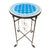 Sky Round Blue White Tile Mosaic Table Moroccan Decor Art For Sale
