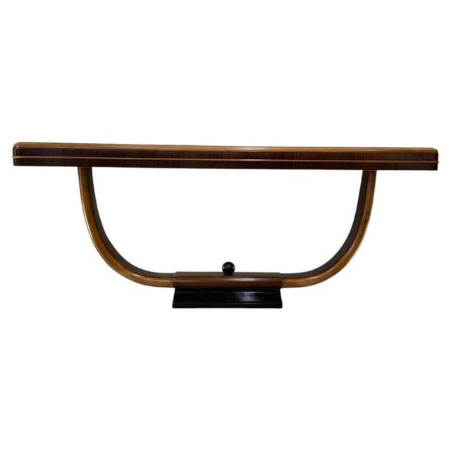 Art Deco Curved Wood Console Table, 1940s For Sale - Image 15 of 15