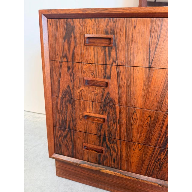 Ib Kofod-Larsen Mid Century Danish Rosewood Smallboy Dresser Chest of Drawers Attributed to Johannes Sorth For Sale - Image 4 of 12