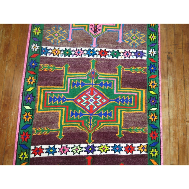 Green Vintage Turkish Anatolian Long Runner - 3' x 11'2" For Sale - Image 8 of 8
