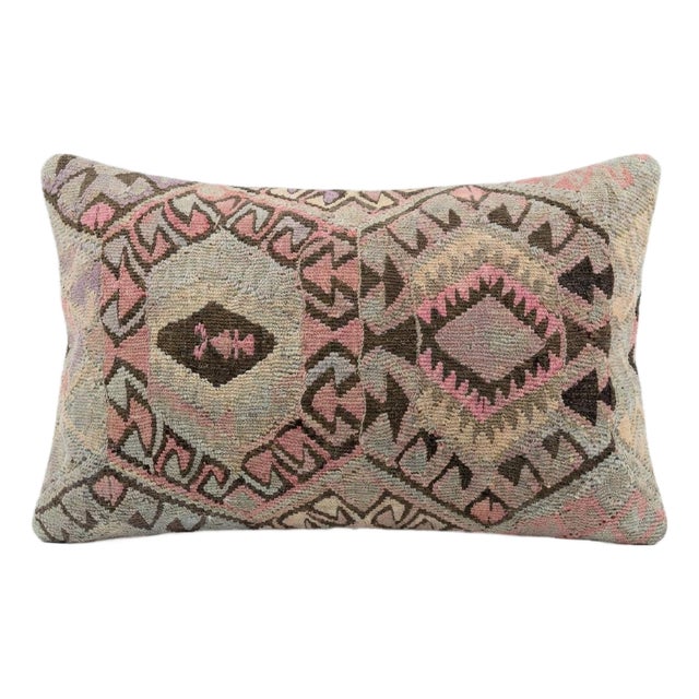 Bohemian Kilim Lumbar Pillow Cover 16'' X 24'' For Sale