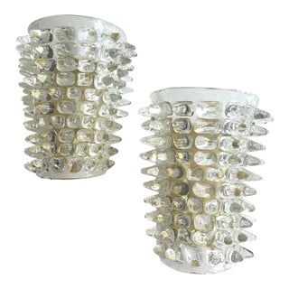 Pair of Luxury Italian "Spikes" Murano Glass Scenographic Wall Sconces "Rostrato" For Sale