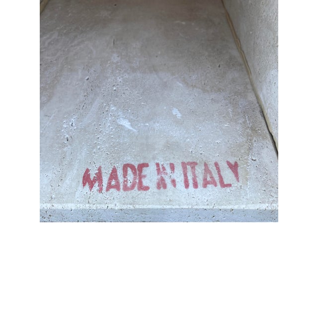 Mid-Century Style Cocktail or Side Table W/Sculptured Travertine Base and Glass For Sale - Image 10 of 12