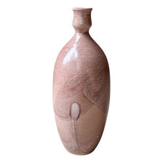 Art Nouveau Style Studio Ceramic Bottle Vase from the Worpswede Artists' Colony, Germany, 1970s For Sale