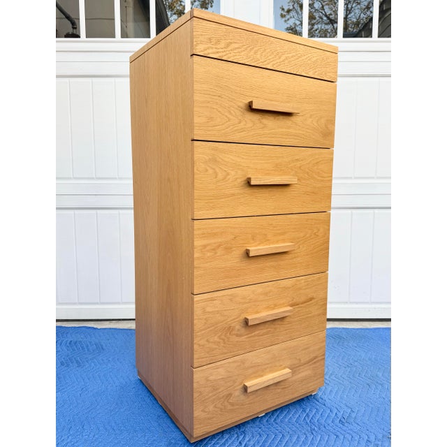 2000 - 2009 Contemporary Modern Tall Oak Dresser With Lift-Up Mirror For Sale - Image 5 of 12