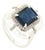 3.63ct Emerald-Cut Blue Sapphire Diamond Victorian Ring in 18k White Gold Size 9 For Sale