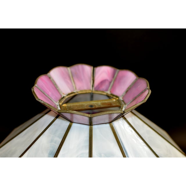 Early 20th Century Tiffany Style Glass Ceiling Light Lamp Shade Floral Excellent For Sale - Image 11 of 16