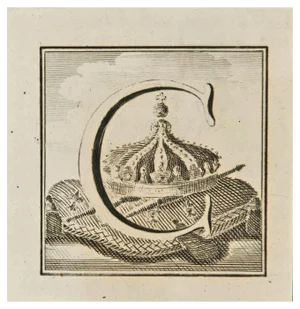 Luigi Vanvitelli, Letter of the Alphabet C, Etching, 18th Century