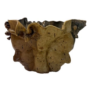 Vintage Studio Pottery Sculptural Face Vessel For Sale