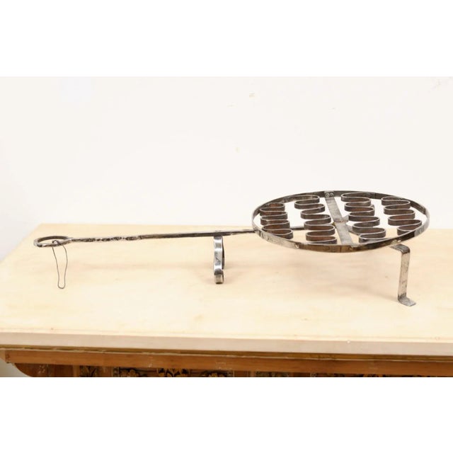 Silver French 19th Century Iron Fireplace Grill with Petite Feet and Long Handle For Sale - Image 8 of 13