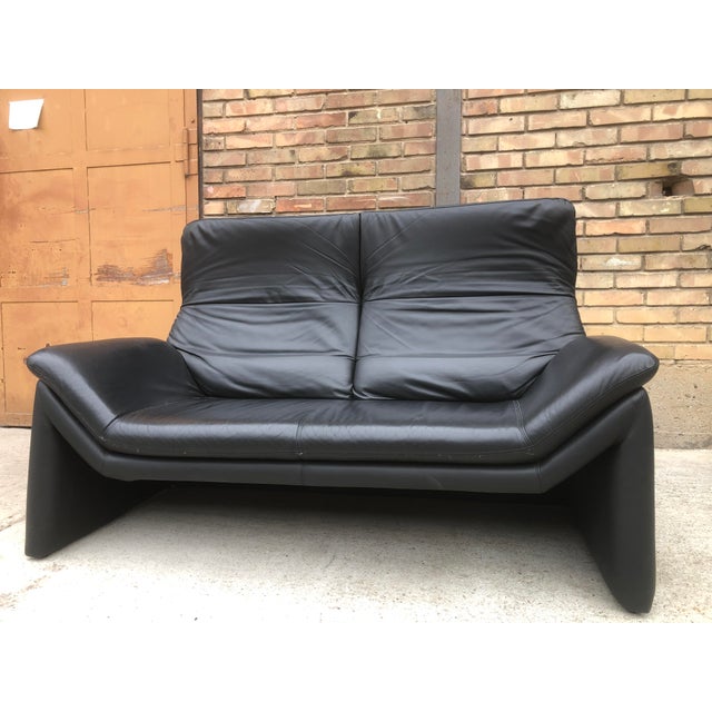 Two-Seater Sofa in Black Genuine Leather by Hans Kaufeld for de Sede, 1980s For Sale - Image 15 of 15