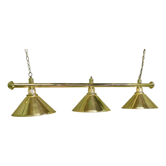 Large Vintage Brass Triple Dining Table Light, 1960 For Sale