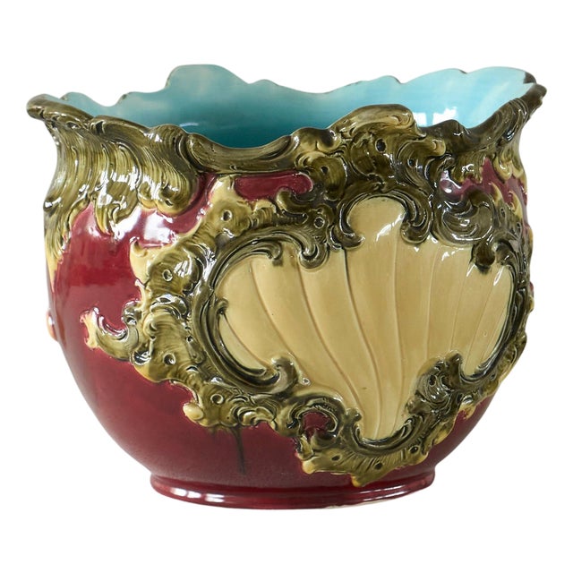 Large Italian Capodimonte Pottery Vase or Planter, Early 20th Century For Sale