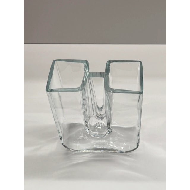 Bertil Vallien 1970s Bertil Vallien for Kosta Boda Scandinavian Modernist U-Shaped Glass Vase For Sale - Image 4 of 12