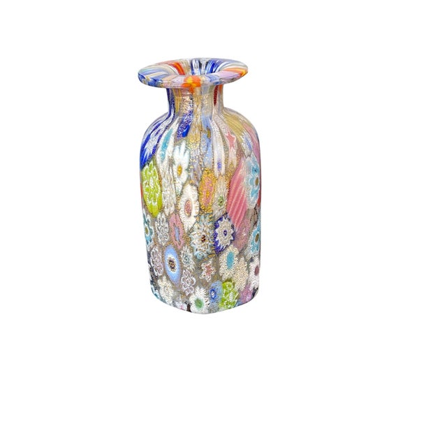 1990s Vintage Murano Millefiori Art Glass Miniature Bottle With Gold Flecks For Sale - Image 5 of 6