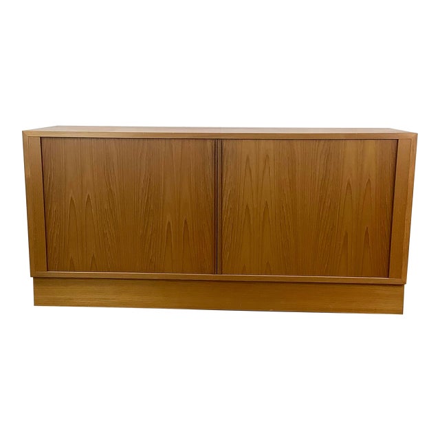 Scandinavian Modern Teak Tambour Credenza For Sale