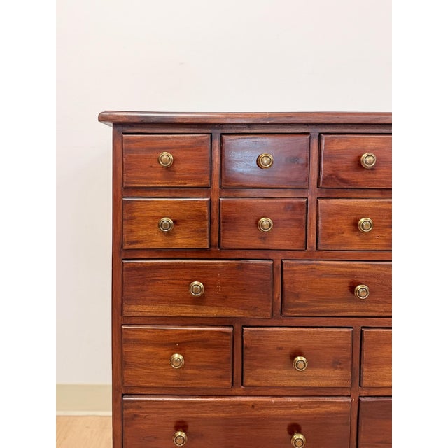 Vintage Apothecary Cabinet Handmade Nineteen Drawer Wood Storage Rustic Rare For Sale - Image 4 of 13