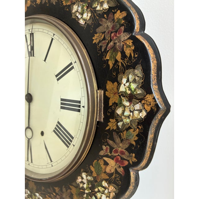 Victorian Victorian Papier Mache Wall Clock For Sale - Image 3 of 10