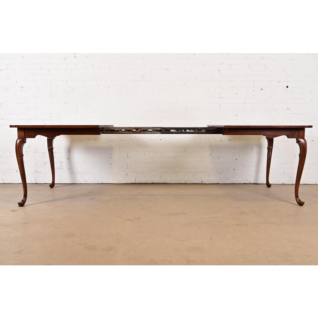 Harden Furniture Queen Anne Solid Cherry Wood Parquet Top Extension Dining Table, Newly Refinished For Sale In South Bend - Image 6 of 16