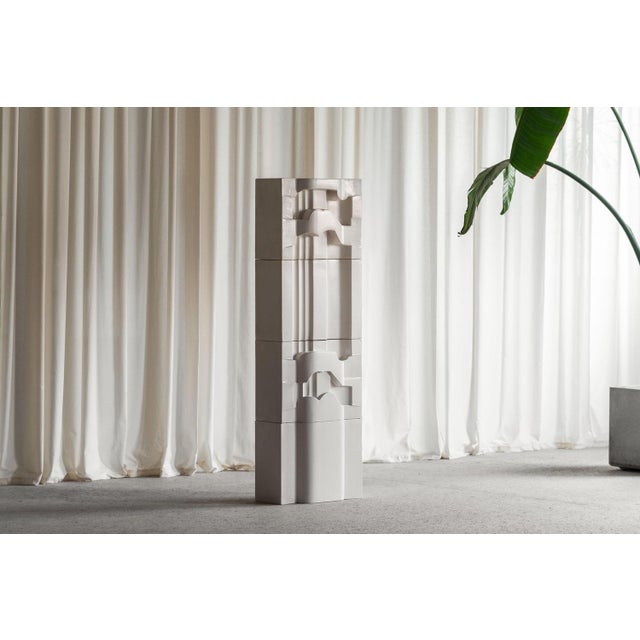 Beautiful modular sculpture made by Nino Caruso in Italy in 1974. This sculpture is made of cream white glazed ceramic. It...