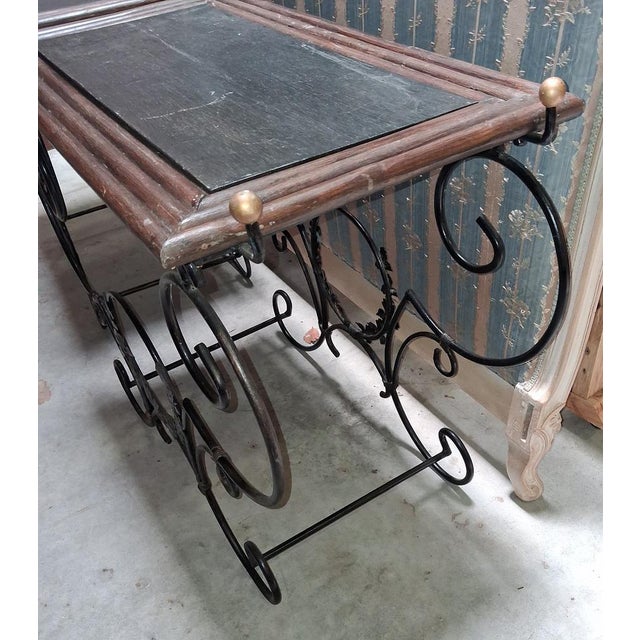 1950s Mid-Century Wrought Iron and Blackened Wood Consoles, 1950s, Set of 2 For Sale - Image 5 of 9