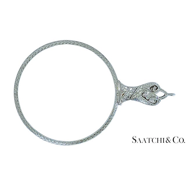 Metal 1920s Vintage Platinum (950)- Natural Diamond Quizzing, Eye Magnifying Glass Charm For Sale - Image 7 of 11