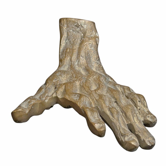 Bronze Pair of Italian Bronze Brutalist Hands For Sale - Image 8 of 11