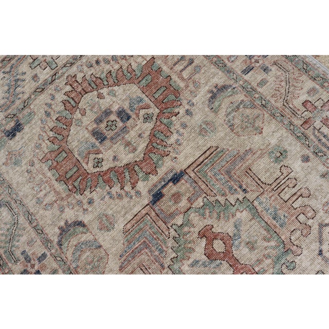Afghanistan Heriz-Serapi Runner With Ivory Field and Soft Green Accents For Sale - Image 13 of 13