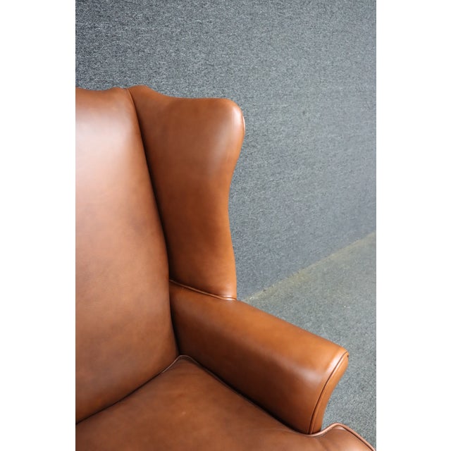 Ethan Allen Leather Wingback Chair For Sale - Image 10 of 12