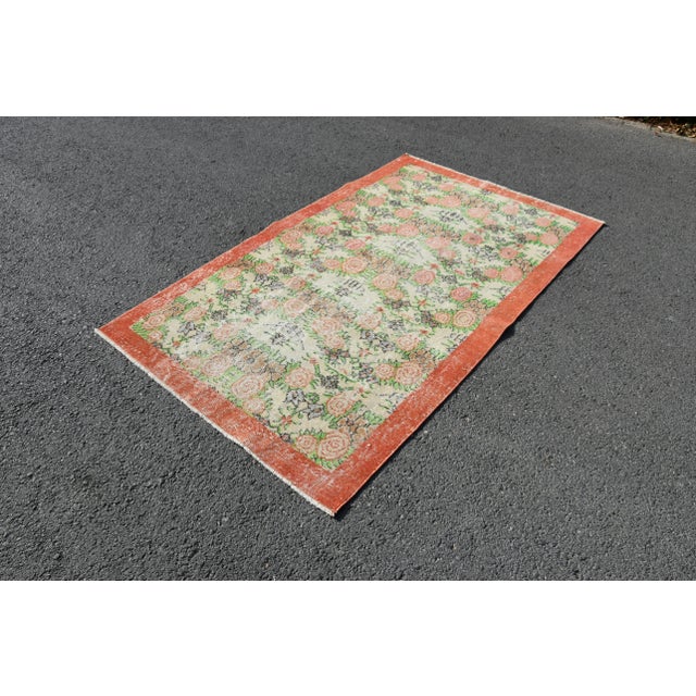 Traditional 1970s Turkish Floral Handmade Rug For Sale - Image 3 of 10