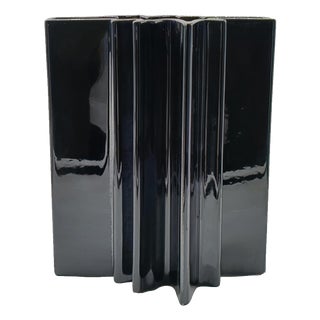 Black Ceramic Vase by Angelo Mangiarotti for F.lli Brambilla, Italy, 1960s For Sale