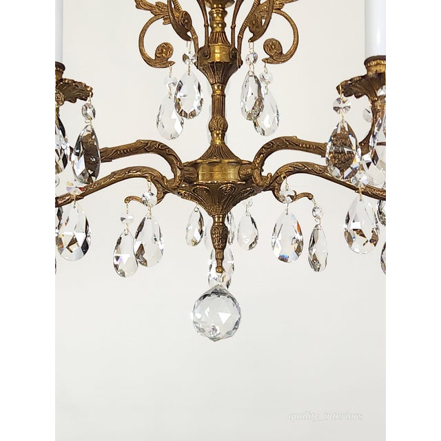 Brass Antique 5 Light Beautiful Bonny Bitty Brass Cut Lead Glass Crystal Chandelier For Sale - Image 8 of 12