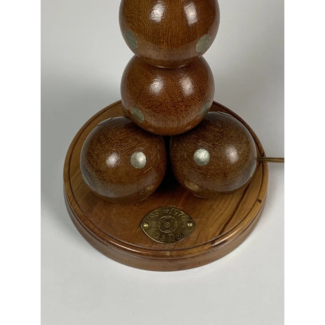 Dutch Handcrafted Commemorative Wooden Sphere Ball Table Lamp, 1976 For Sale - Image 4 of 9
