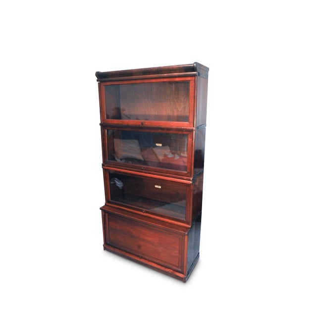 Four Tier Glazed Sectional Modular Bookcase from Globe Wernicke, 1920s For Sale - Image 6 of 7