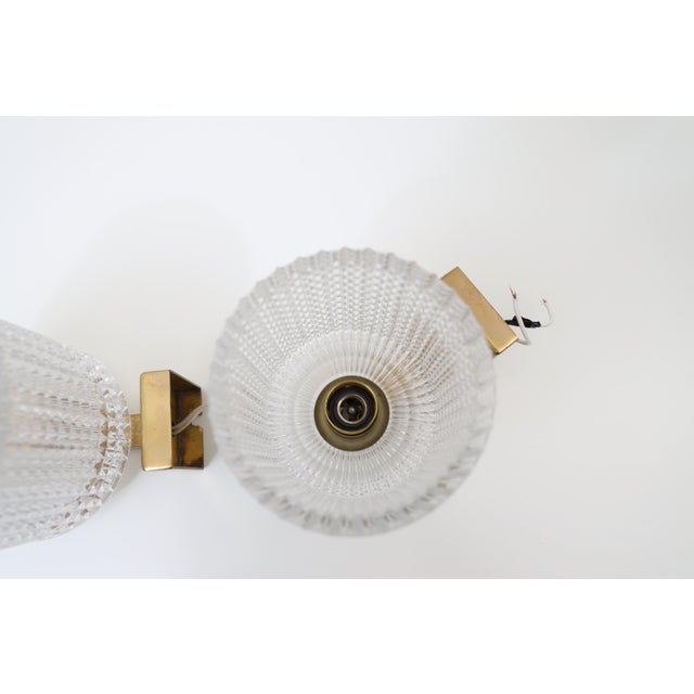 Brass and Glass Sconces by Carl Fagerlund for Orrefors, Sweden, 1960s, Set of 2 For Sale - Image 6 of 15