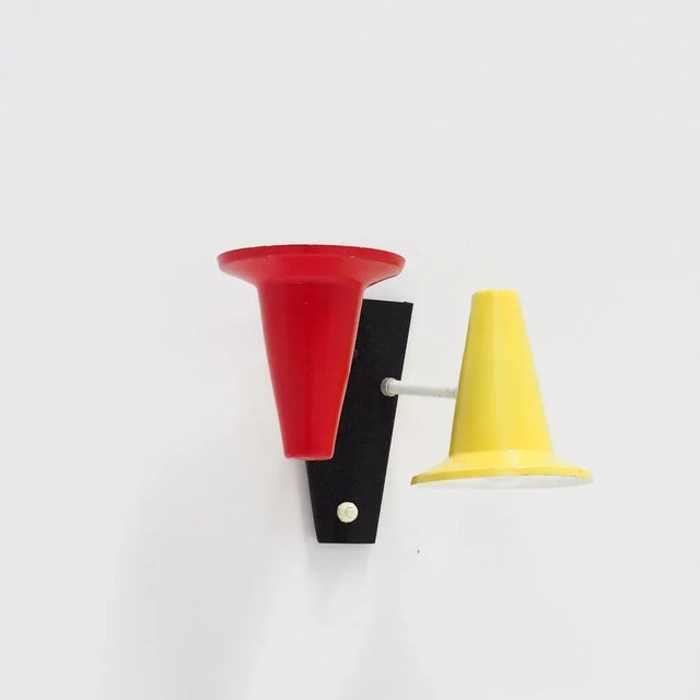 Black Small Vintage Italian Wall Lamp with Colorful Shades, 1950s For Sale - Image 8 of 11