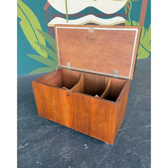 Brown Mid Century Lane Record Storage Bench For Sale - Image 8 of 9