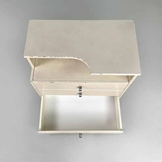 Modern Italian White Wooden Bedside Table with Shaped Top, 1980s For Sale - Image 11 of 18
