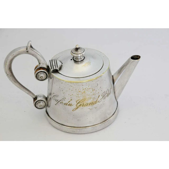 Art Deco Silvered Tea Pot from" Cafe du Grand Hotel" France For Sale - Image 11 of 13