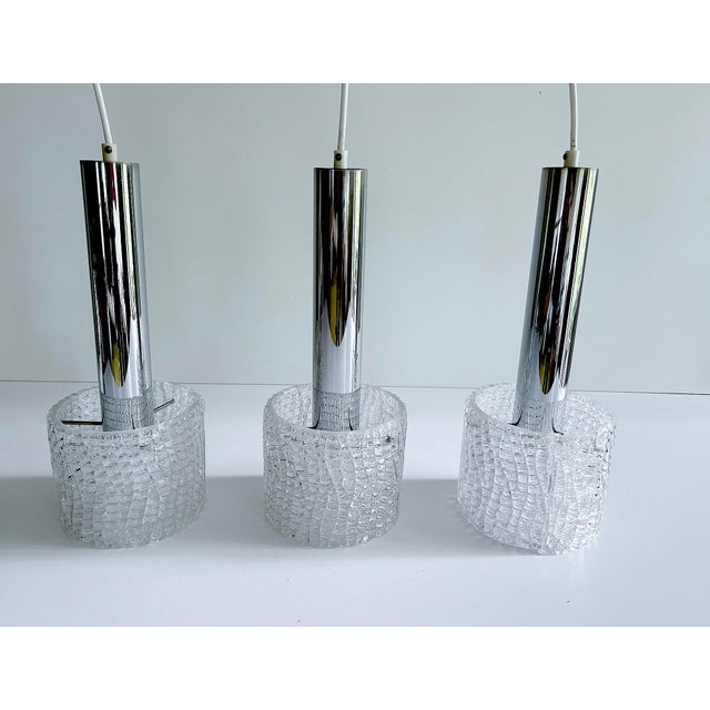 Vintage Brutalist Glass Pendant Lights from Kalmar, 1970s, Set of 3 For Sale - Image 12 of 16