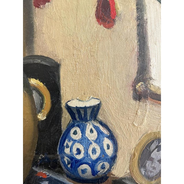 Gabriel Edouard Haberjahn, Nature morte aux fleurs et poteries, 1923, Oil on Cardboard, Framed For Sale - Image 4 of 14