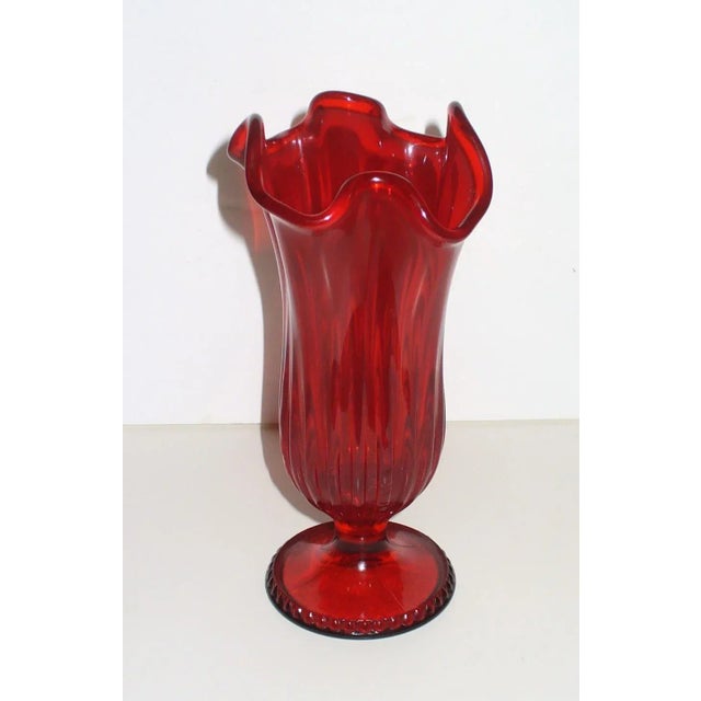 Art Deco Mid 20th Century Red Art Glass Deco Vase For Sale - Image 3 of 9