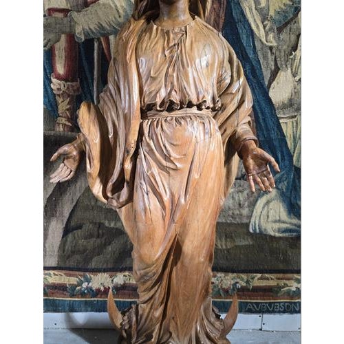 17th Century German Carved Fruitwood Virgin Mary, 1640 For Sale - Image 6 of 15